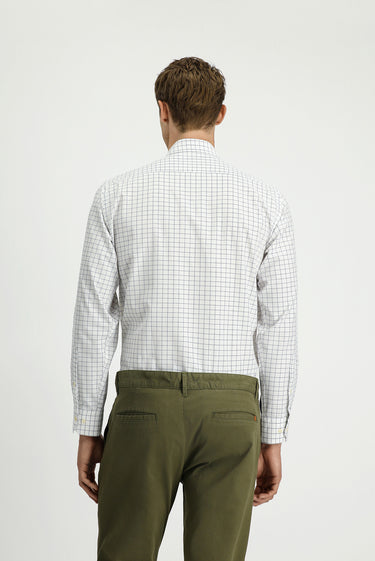 Orta Gri Uzun Kol Klasik Cepli Ekose Pamuk Gömlek