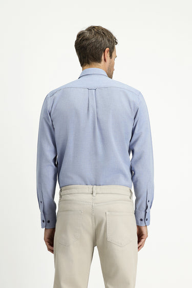 Mavi Uzun Kol Regular Fit Spor Pamuk Düğmeli Yaka Oxford Gömlek