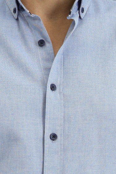 Mavi Uzun Kol Regular Fit Spor Pamuk Düğmeli Yaka Oxford Gömlek