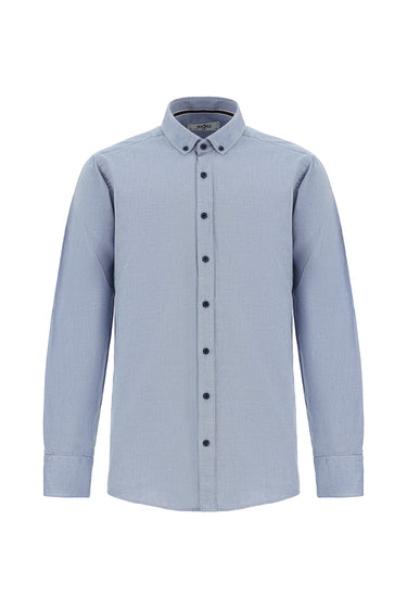 Mavi Uzun Kol Regular Fit Spor Pamuk Düğmeli Yaka Oxford Gömlek