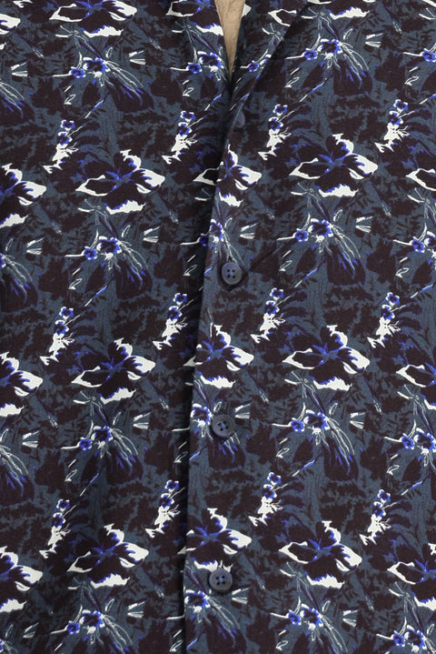 Dark Petrol Long Sleeve Regular Fit Sport Print Shirt