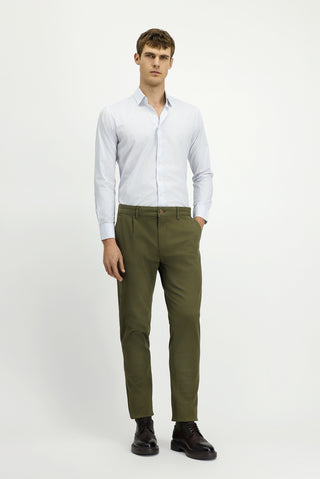 Uçuk Mavi Uzun Kol Slim Fit Dar Kesim Baskılı Pamuk Gömlek