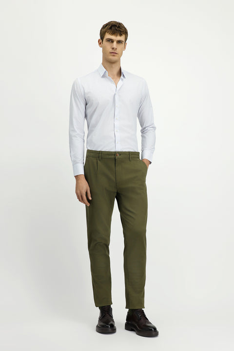 Uçuk Mavi Uzun Kol Slim Fit Dar Kesim Baskılı Pamuk Gömlek