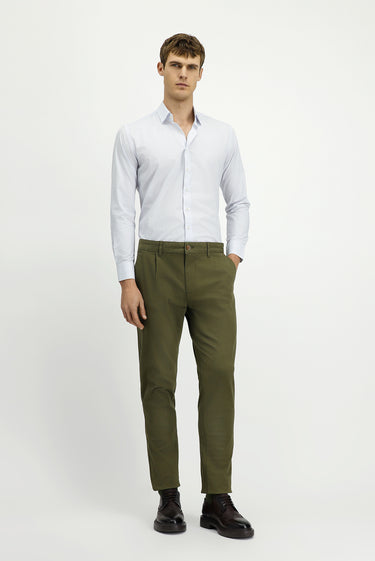 Uçuk Mavi Uzun Kol Slim Fit Dar Kesim Baskılı Pamuk Gömlek