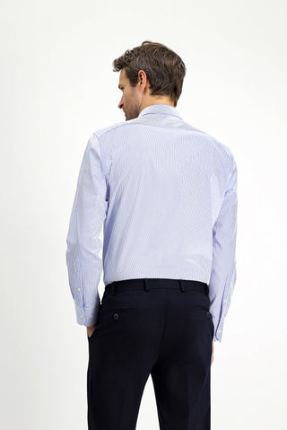 Mavi Uzun Kol Slim Fit Dar Kesim Klasik Ekose Pamuk Gömlek