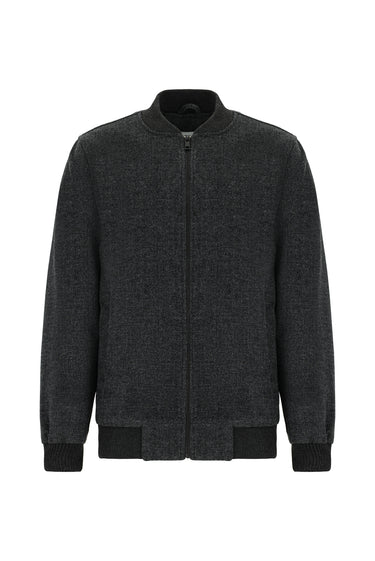 Koyu Antrasit Mevsimlik Spor Yünlü Bomber Ceket Mont