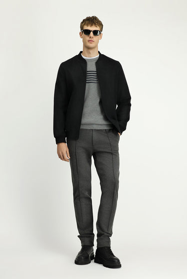 Koyu Antrasit Spor Yünlü Bomber Ceket Mont