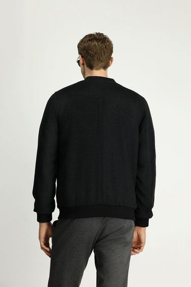 Koyu Antrasit Spor Yünlü Bomber Ceket Mont