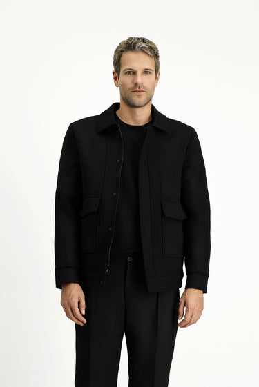 Siyah Kapitone Bomber Ceket Mont