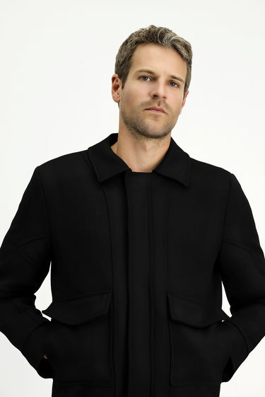 Siyah Kapitone Bomber Ceket Mont