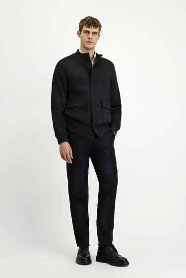 Koyu Antrasit Slim Fit Dar Kesim Mevsimlik Spor Bomber Ceket Mont