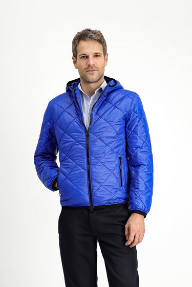 Saks Mavi Kapüşonlu Kapitone Spor Mont