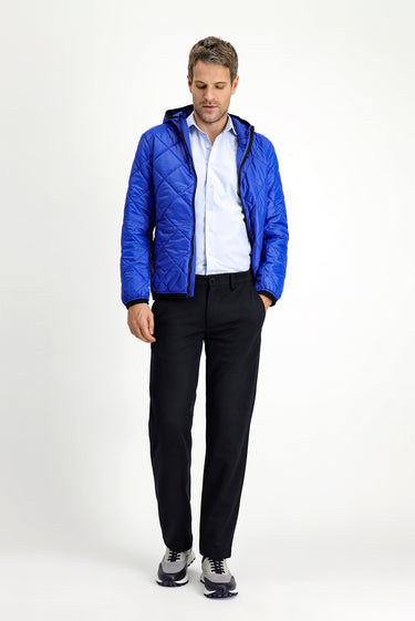 Saks Mavi Kapüşonlu Kapitone Spor Mont