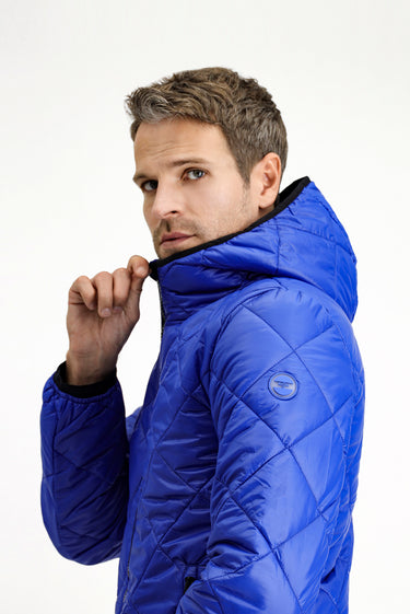 Saks Mavi Kapüşonlu Kapitone Spor Mont