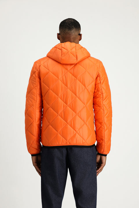 Medium Orange Hooded Quilted Sport Jacket