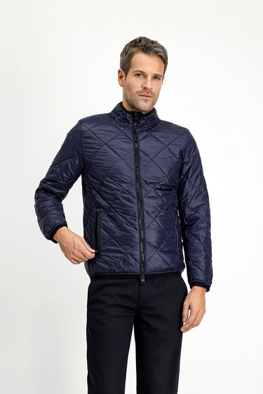 Koyu Lacivert Kapitone Spor Mont