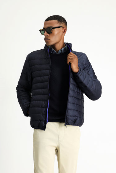 Koyu Lacivert Kapitone Spor Mont