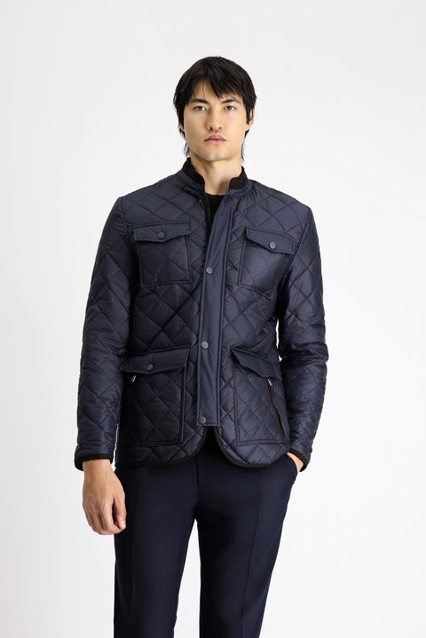 Koyu Lacivert Kapitone Spor Mont