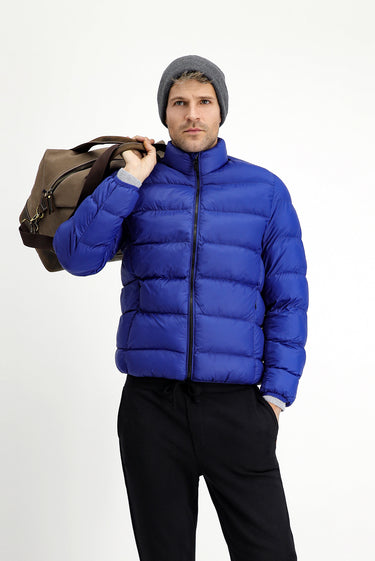 Koyu Mavi  Çantalı Spor Şişme Mont