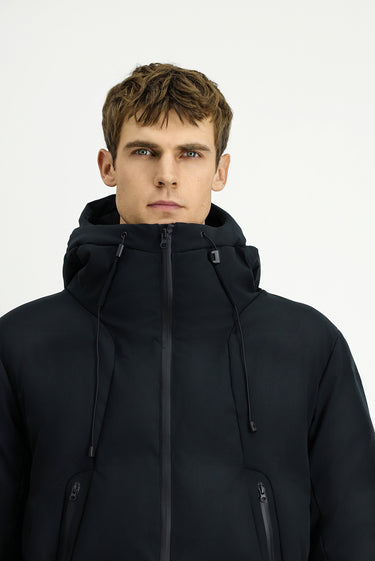 Siyah Kapüşonlu Şişme Spor Mont