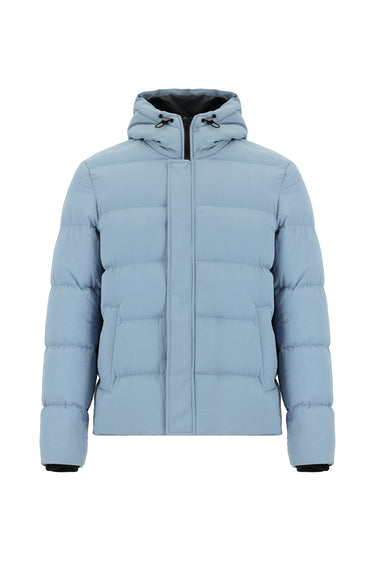 Havacı Mavi Kapüşonlu Spor Şişme Mont