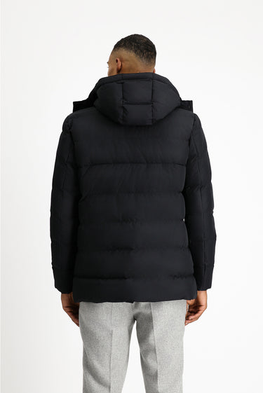 Siyah Slim Fit Dar Kesim Kapüşonlu Spor Şişme Mont