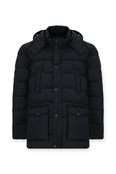 Koyu Lacivert Slim Fit Dar Kesim Kapüşonlu Spor Şişme Mont