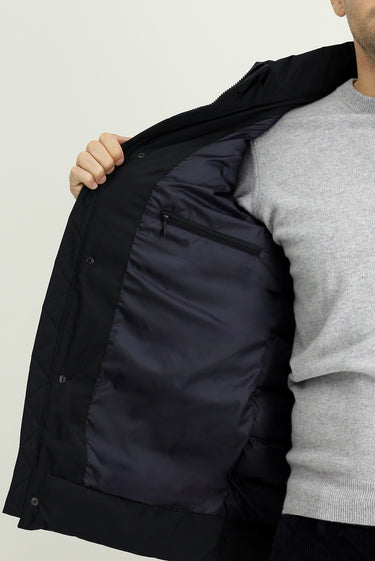 Koyu Lacivert Slim Fit Dar Kesim Kapüşonlu Spor Şişme Mont