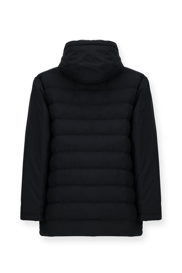 Koyu Lacivert Slim Fit Dar Kesim Kapüşonlu Spor Şişme Mont