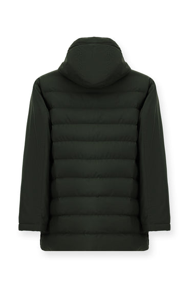 Orta Haki Slim Fit Dar Kesim Kapüşonlu Spor Şişme Mont