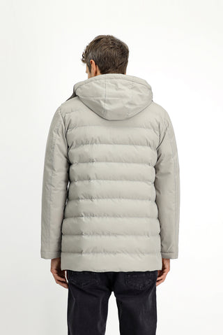 Taş Slim Fit Dar Kesim Kapüşonlu Cepli Fermuarlı Rüzgar Geçirmez Spor Şişme Mont