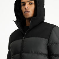 Siyah Slim Fit Dar Kesim Kapüşonlu Spor Şişme Mont
