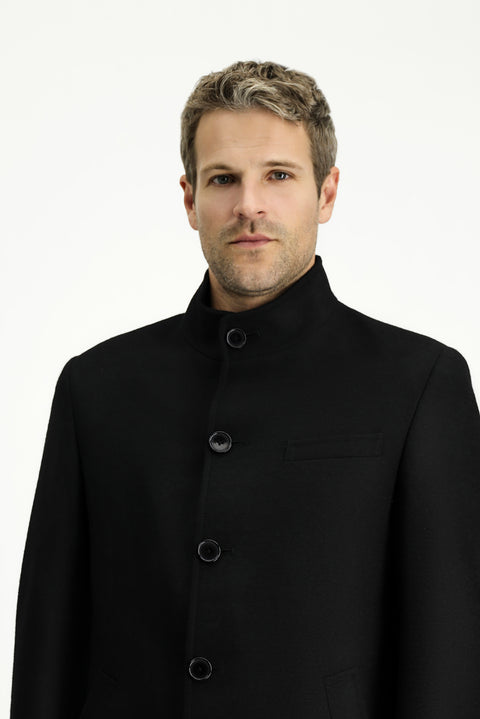 Black Wool Classic Coat