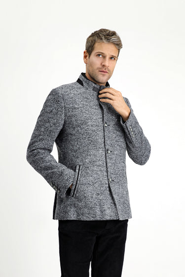 Orta Gri Yünlü Klasik Kaban