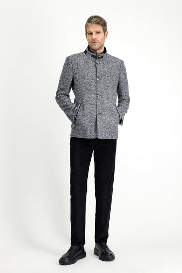 Orta Gri Yünlü Klasik Kaban