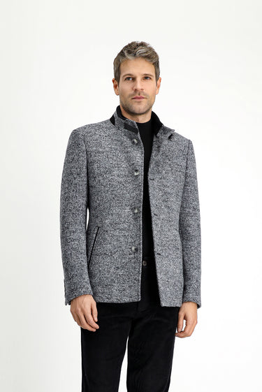 Orta Gri Yünlü Klasik Kaban