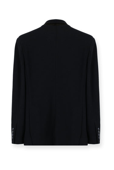 Siyah Lacivert Yünlü Klasik Kaban