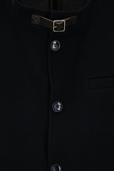 Siyah Lacivert Yünlü Klasik Kaban