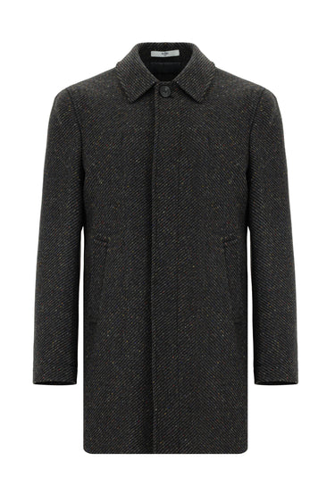 Orta Antrasit Yünlü Klasik Kaban