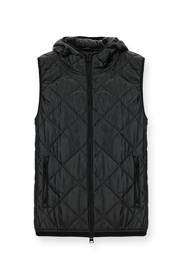 Siyah Kapüşonlu Kapitone Spor Yelek