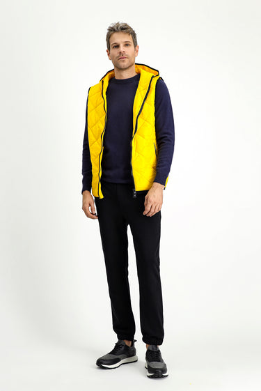 Açık Sarı Kapüşonlu Kapitone Spor Yelek