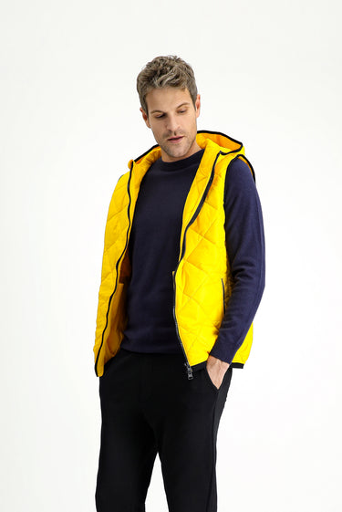 Açık Sarı Kapüşonlu Kapitone Spor Yelek