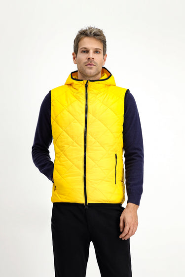 Açık Sarı Kapüşonlu Kapitone Spor Yelek