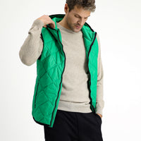 Grass Green Hooded Quilted Sports Vest