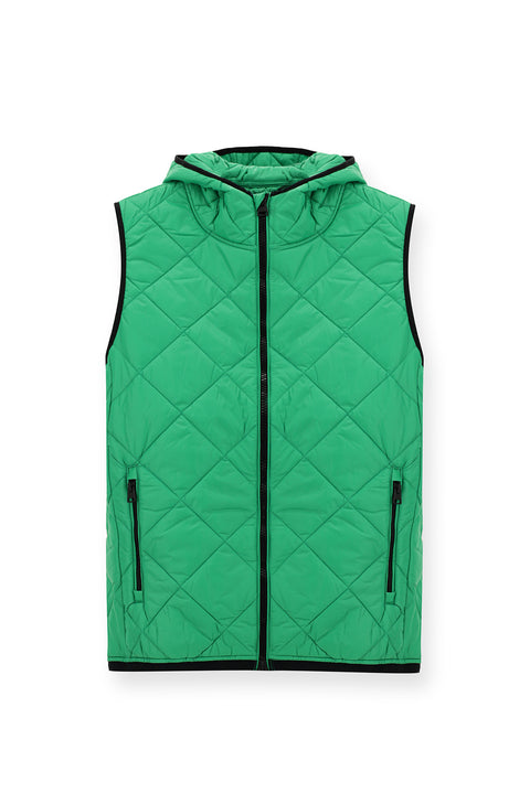 Grass Green Hooded Quilted Sports Vest
