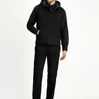Siyah Slim Fit Dar Kesim Kapüşonlu Spor Yelek
