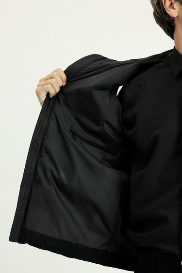 Siyah Slim Fit Dar Kesim Kapüşonlu Spor Yelek