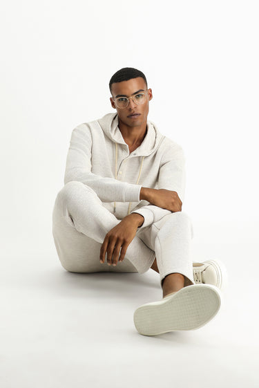 Açık Bej Desenli Pamuklu Sweatpant / Eşofman Altı