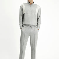 Orta Gri Melanj Regular Fit Desenli Pamuklu Sweatpant / Eşofman Altı