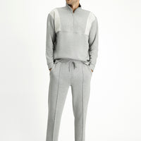 Orta Gri Melanj 6 Drop Regular Fit Standart Kesim Desenli Pamuklu Likralı Esnek Cepli Sweatpant / Eşofman Altı